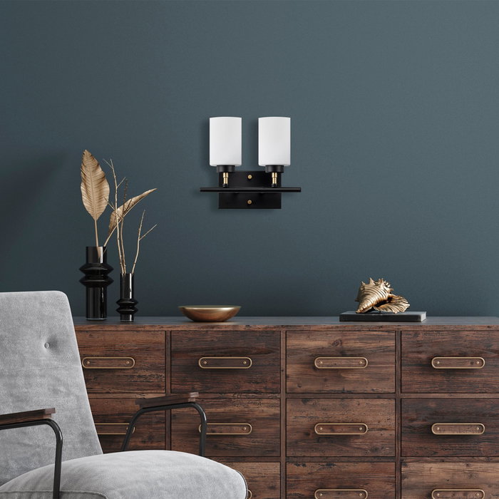 Opviq Lámpara de Pared de Metal y Cristal Negro, Dorado y Blanco Opviq Lámpara de Pared de Metal y Cristal Negro, Dorado y Blanco